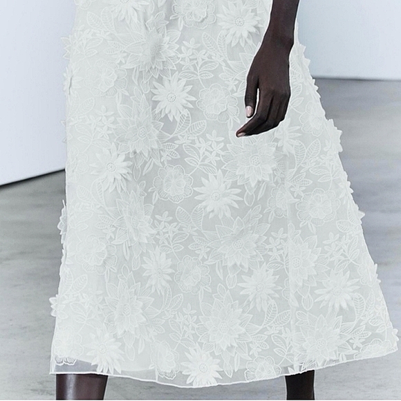 Zara floral embroidered midi skirt size S - Picture 5 of 16